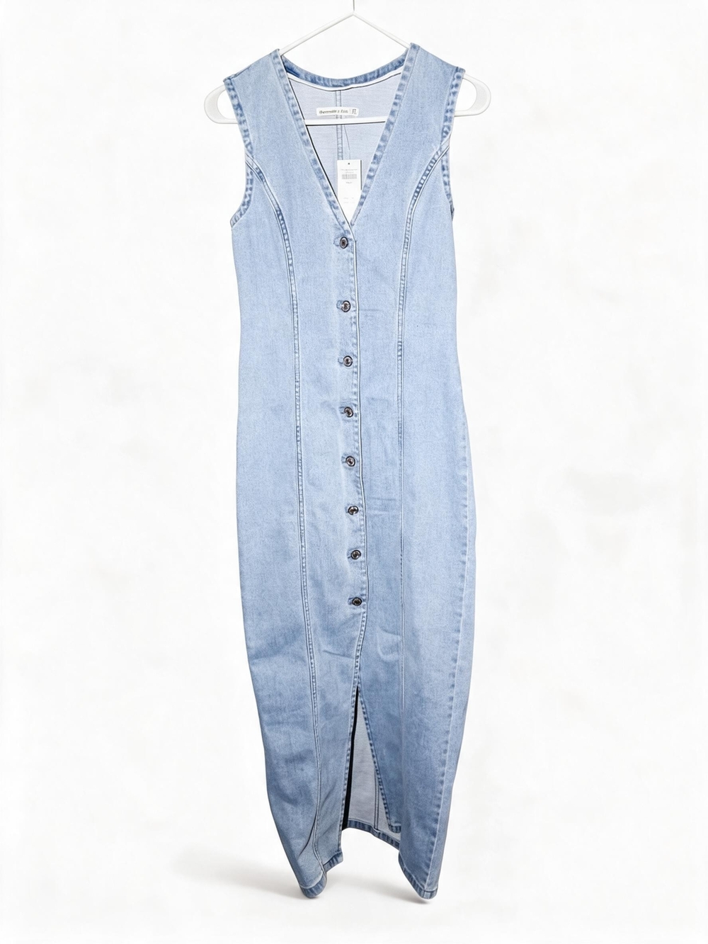 Abercrombie & Fitch Light Blue Denim Button-Down Maxi Dress